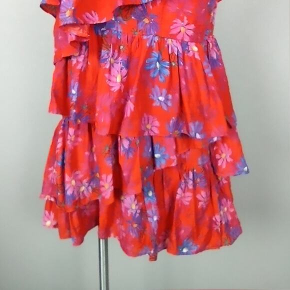Endless Rose Vallis One Shoulder Floral Tiered Mini Dress Size Large - Picture 8 of 16